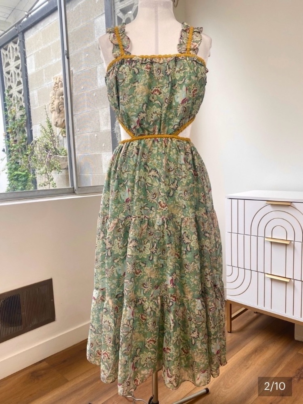Current Air NWT Floral Cutout Tiered Midi Garden Dress, Size M - Picture 2 of 10